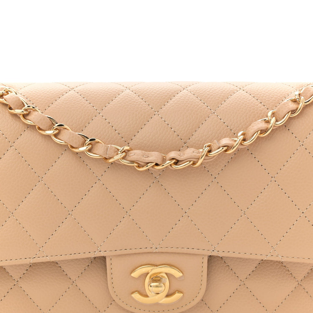 Chanel Caviar Quilted Medium Double Flap Beige
