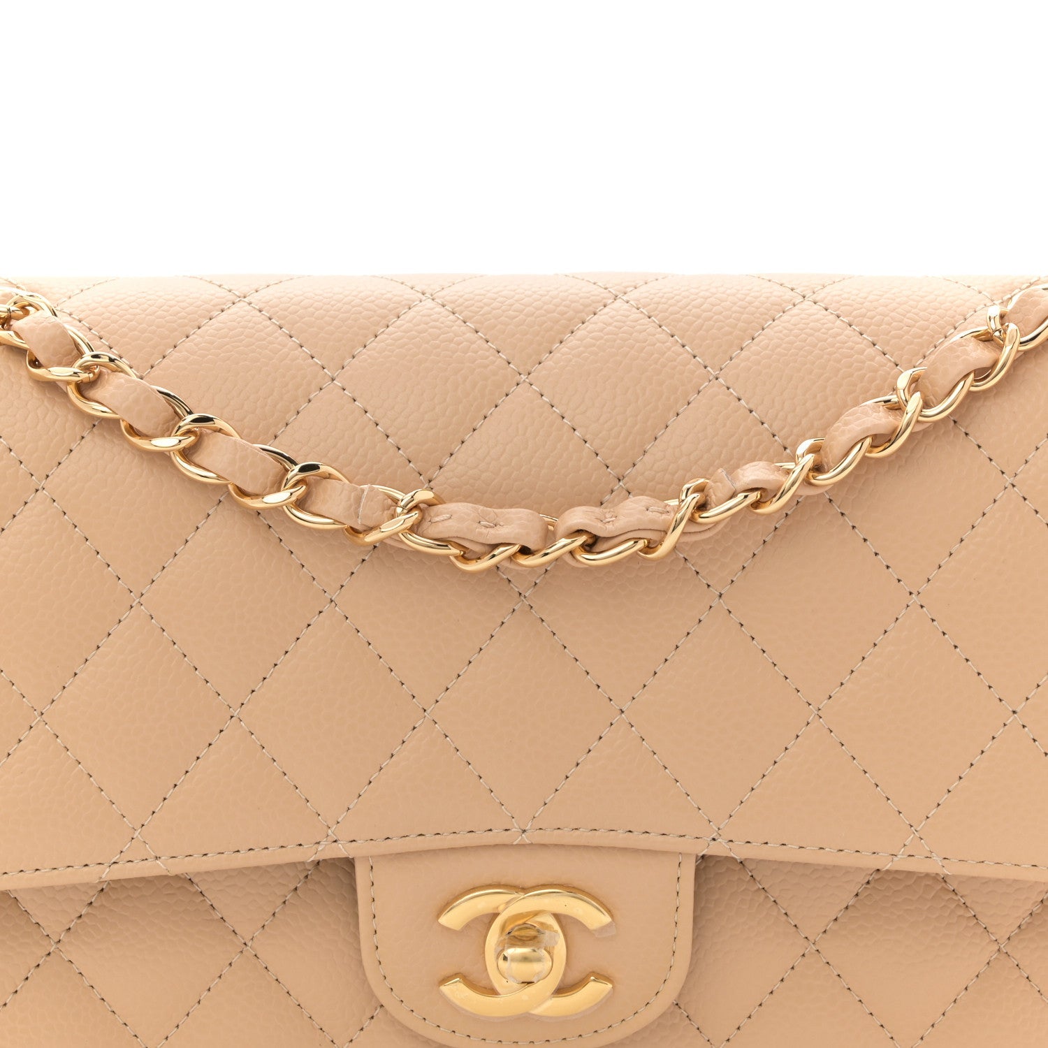Chanel Caviar Quilted Medium Double Flap Beige