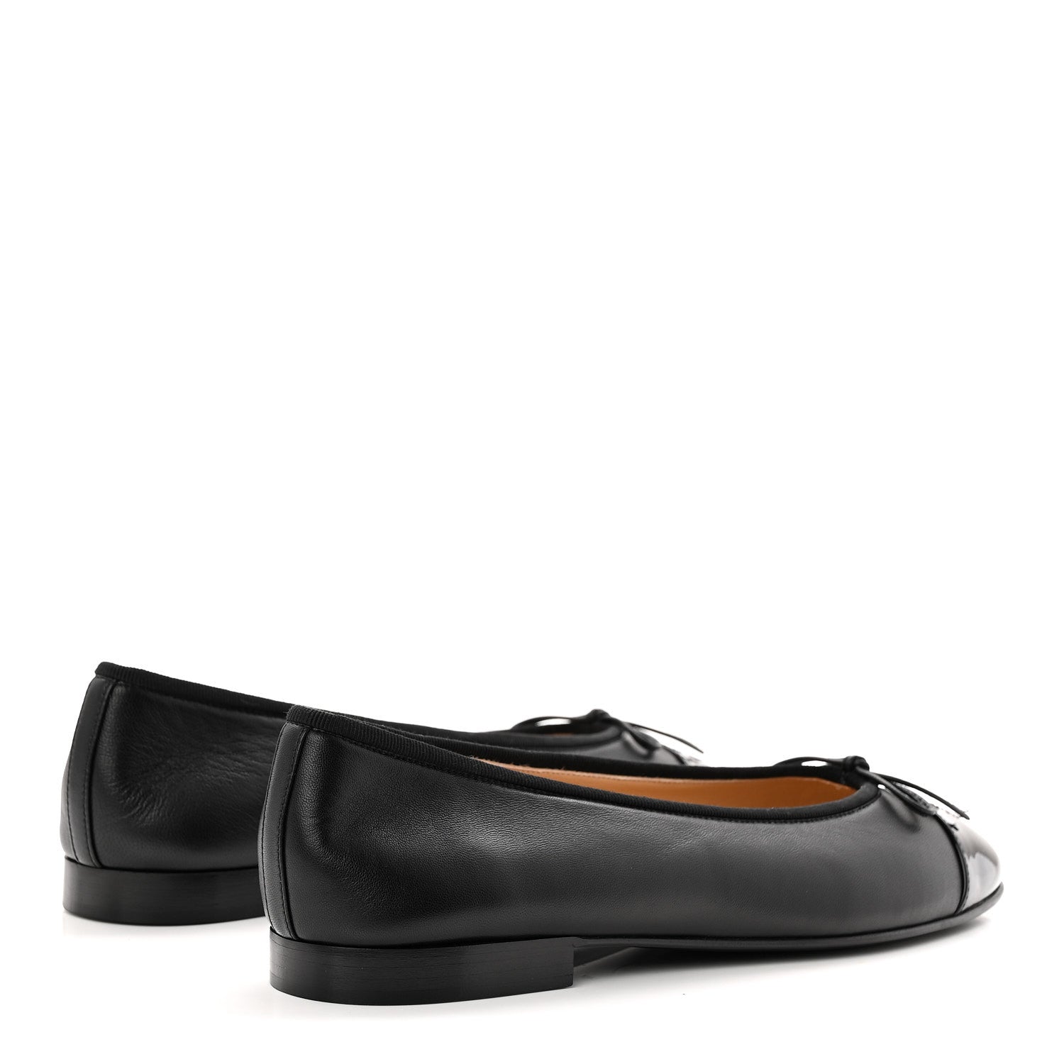 Lambskin Patent Cap Toe Ballerina Flats 40 Black