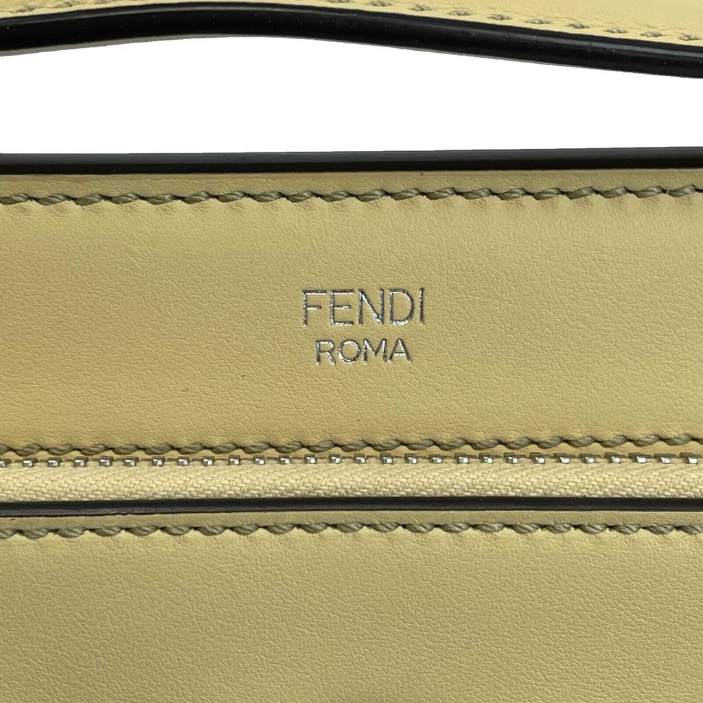 FENDI -DotCom Faces Convertible Small Yellow Satchel - Top Handle w/ Chain Strap