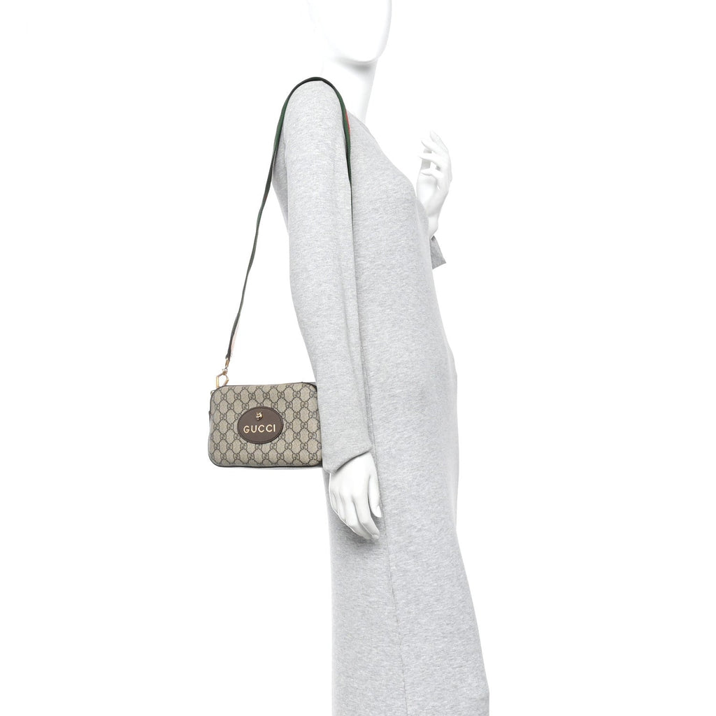 Gucci GG Supreme Monogram Web Neo Vintage Shoulder Bag Beige New Acero Crop