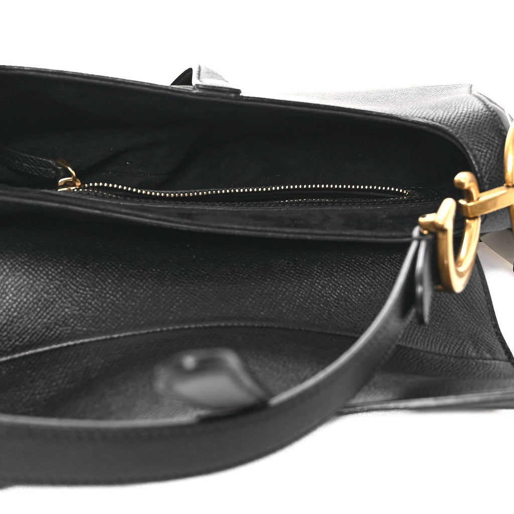 Christian Dior Grained Calfskin Saddle Bag Black