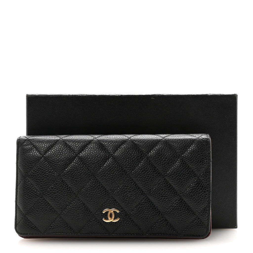 Chanel Caviar Quilted Yen Wallet Black