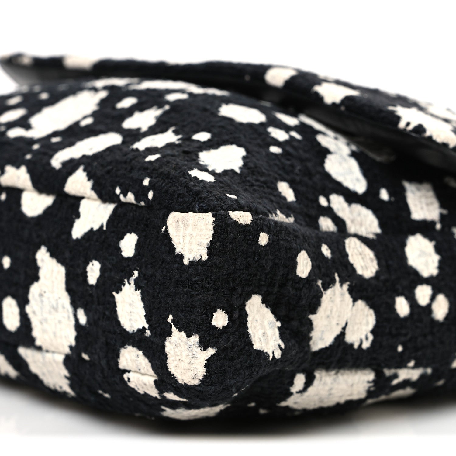 Chanel Tweed Paint Splatter Print Flap Black White