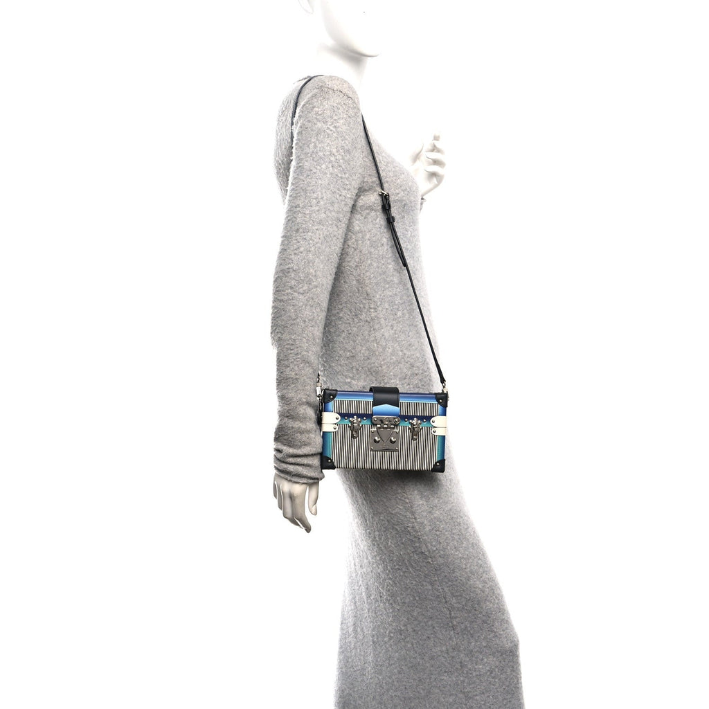 Louis Vuitton Calfskin Printed Petite Malle Blue