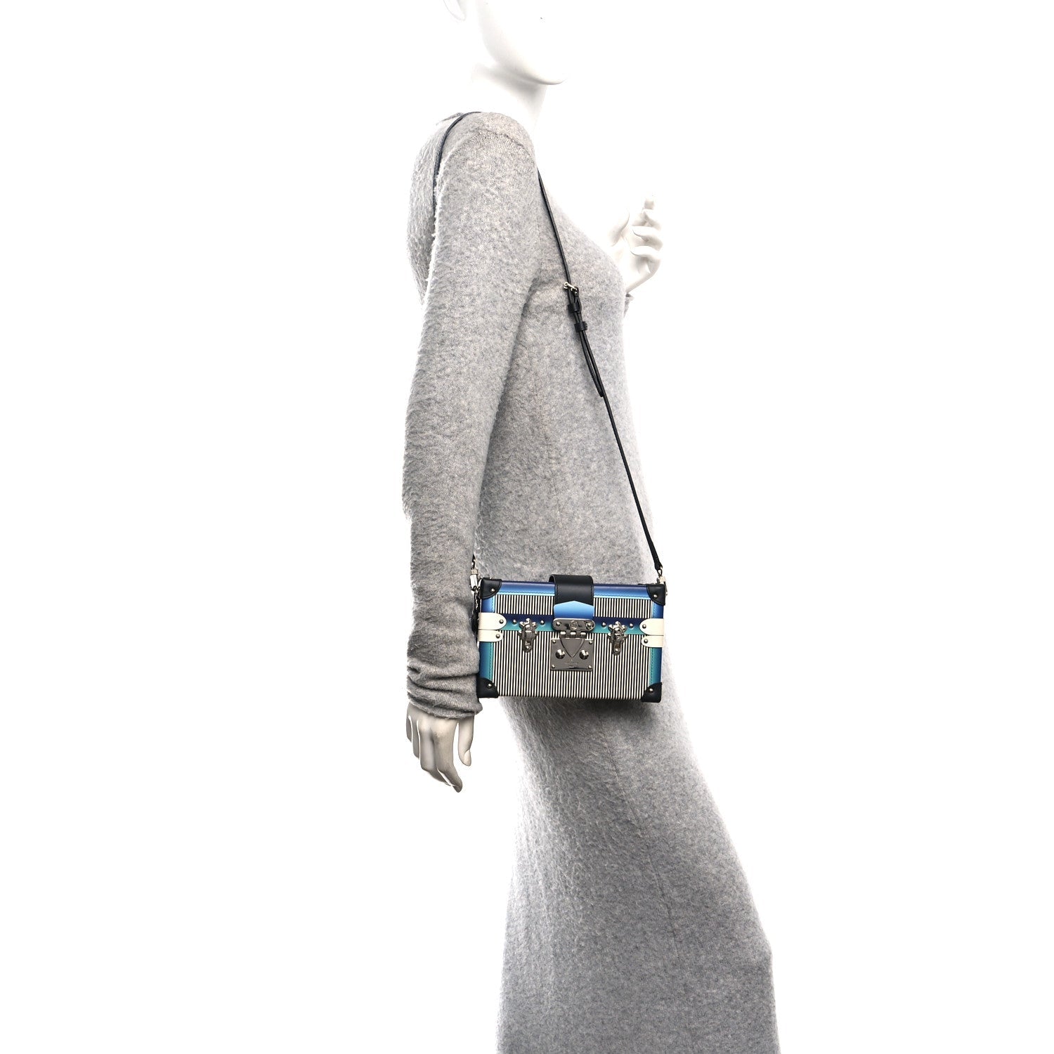 Louis Vuitton Calfskin Printed Petite Malle Blue