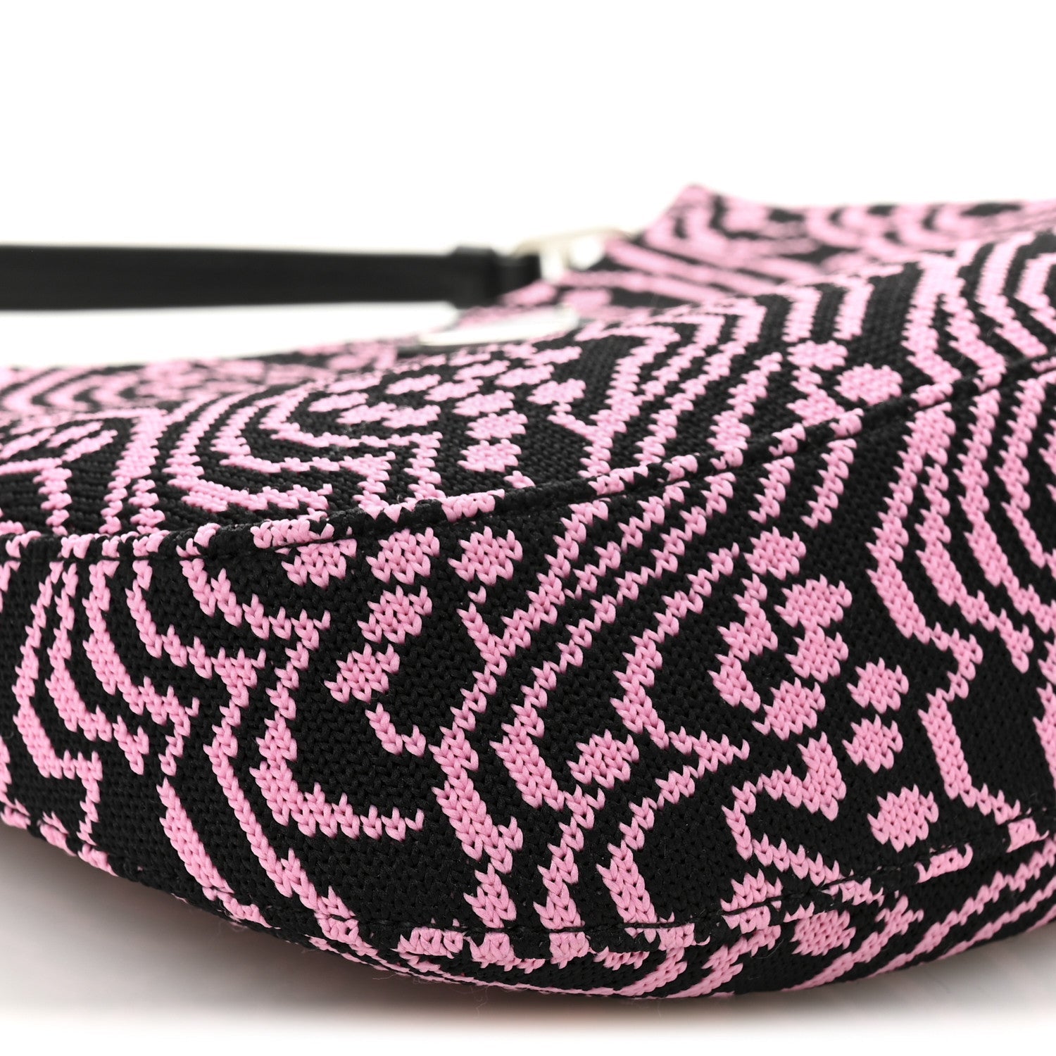 Prada Maglia Jacquard Cleo Shoulder Bag Black Rosa