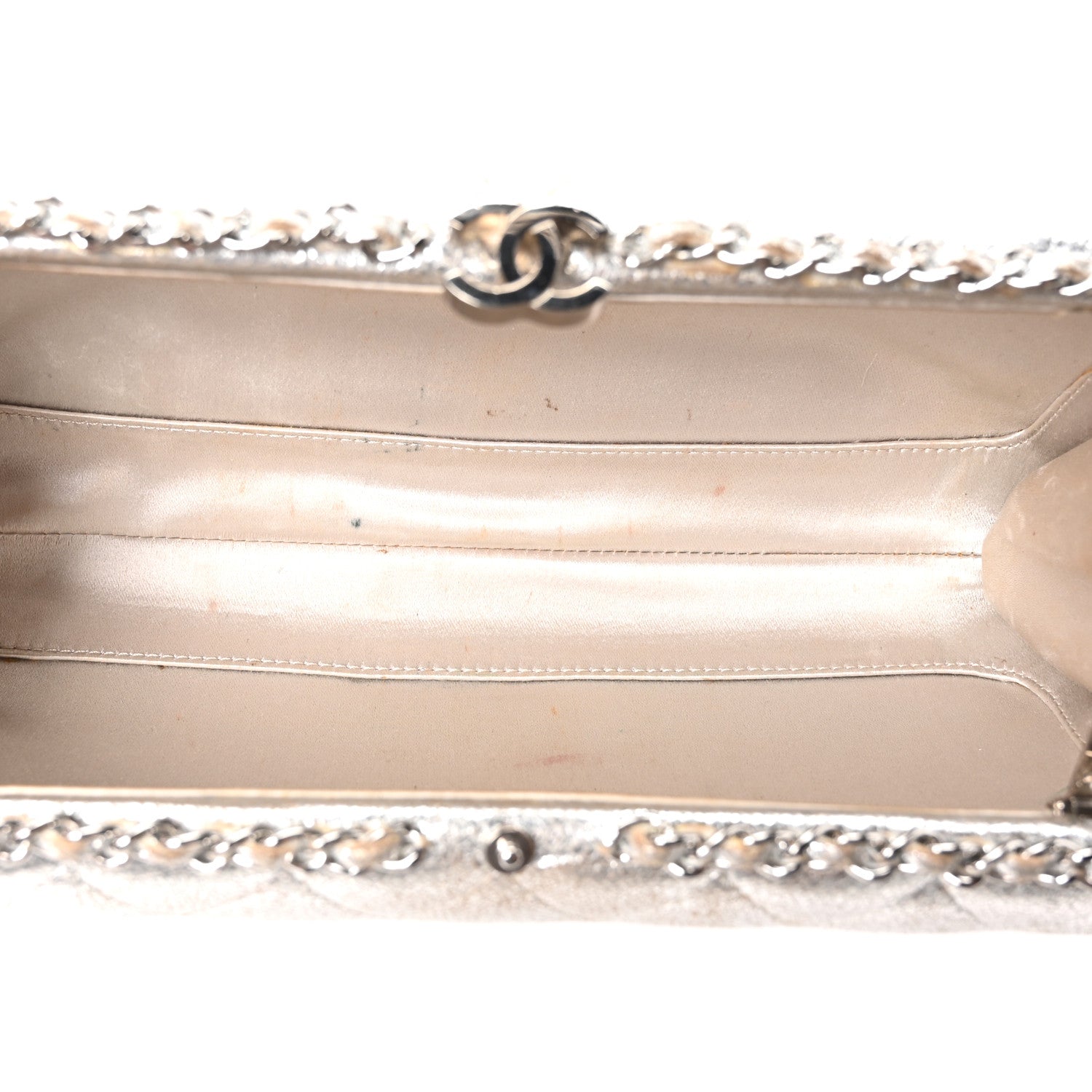 Chanel Metallic Lambskin Small Chain Around Clutch Silver