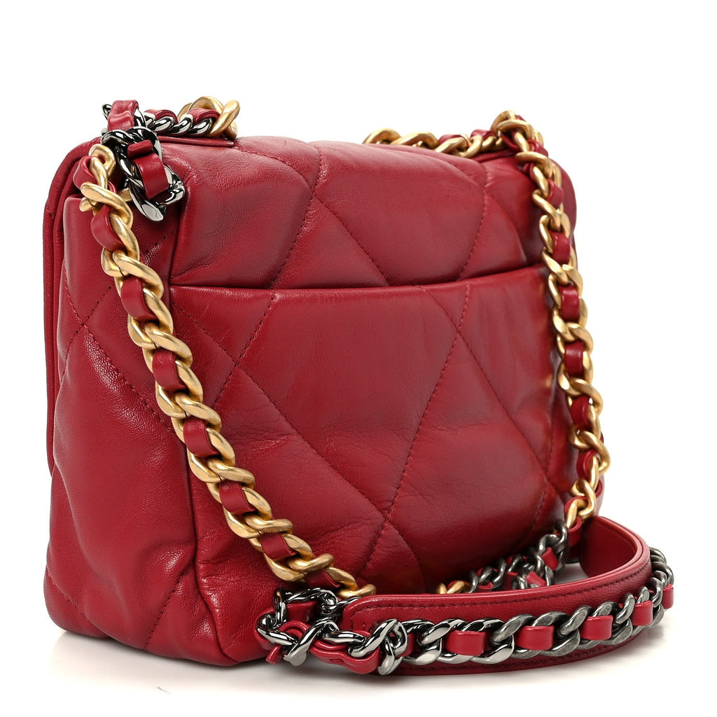 Chanel Goatskin Quilted Medium Chanel 19 Flap Red