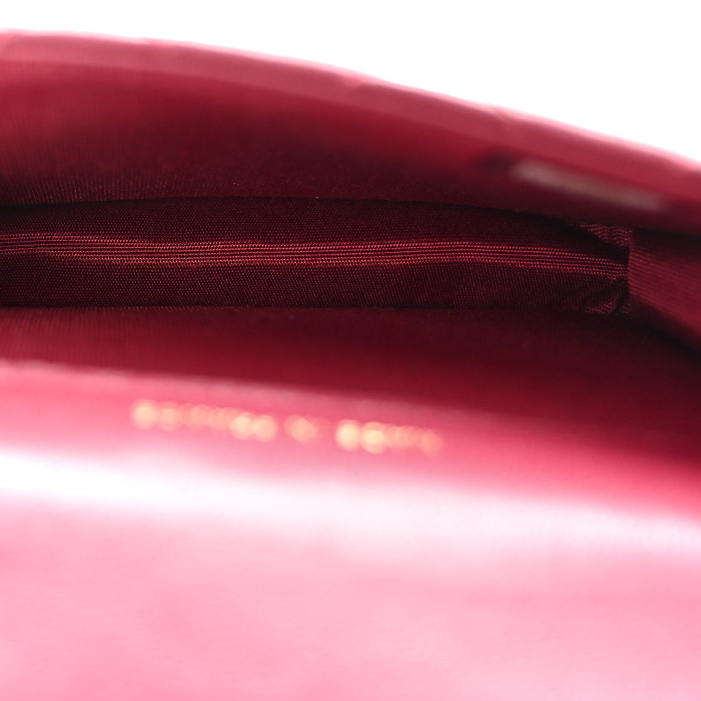 Chanel Lambskin Quilted Top Handle Flap Coin Purse With Chain Burgundy