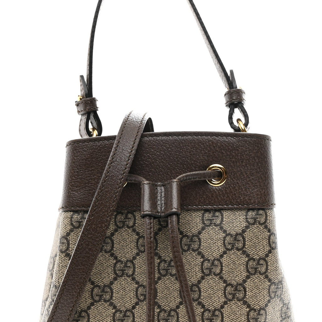 Gucci GG Supreme Monogram Web Small Ophidia Bucket Bag Brown