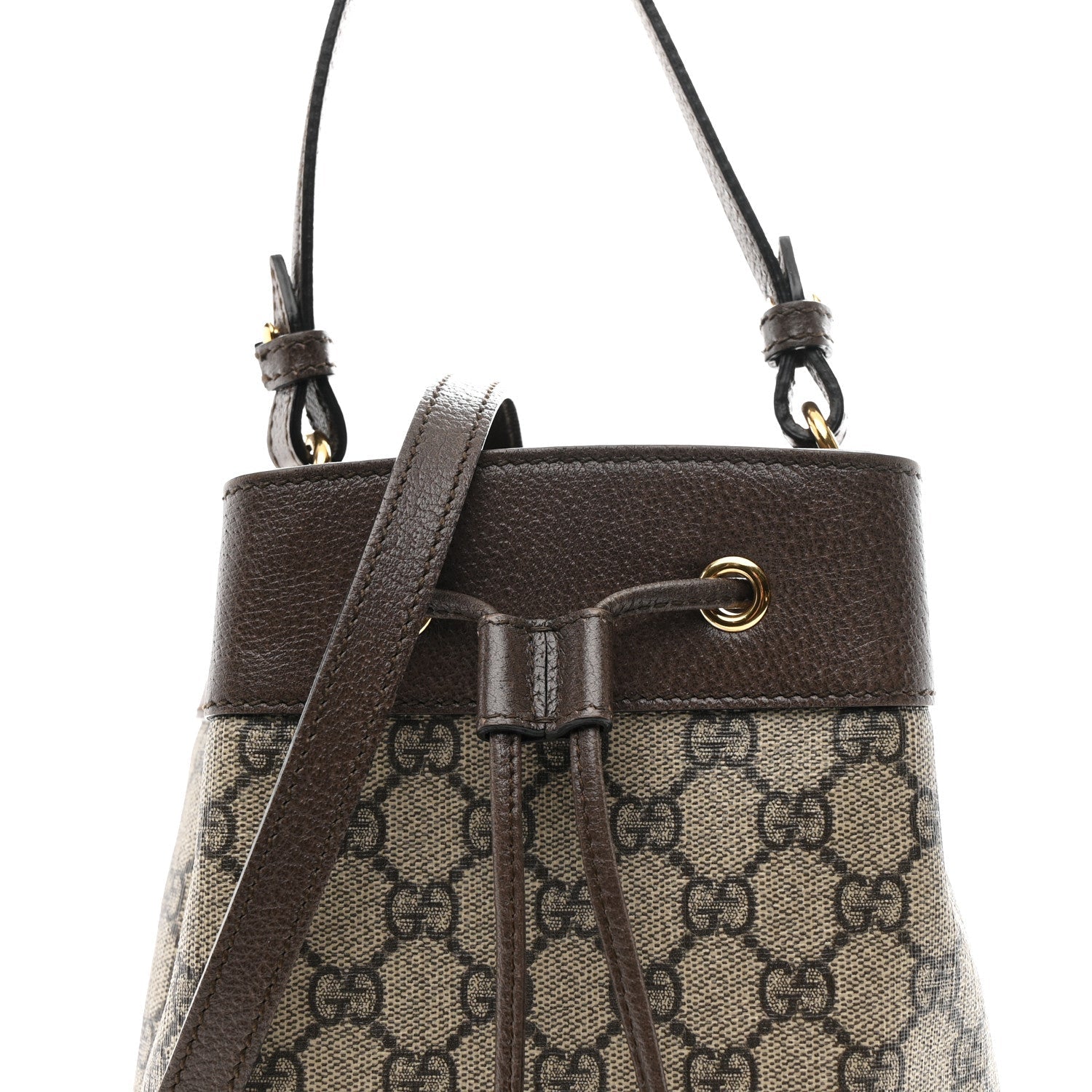 Gucci GG Supreme Monogram Web Small Ophidia Bucket Bag Brown
