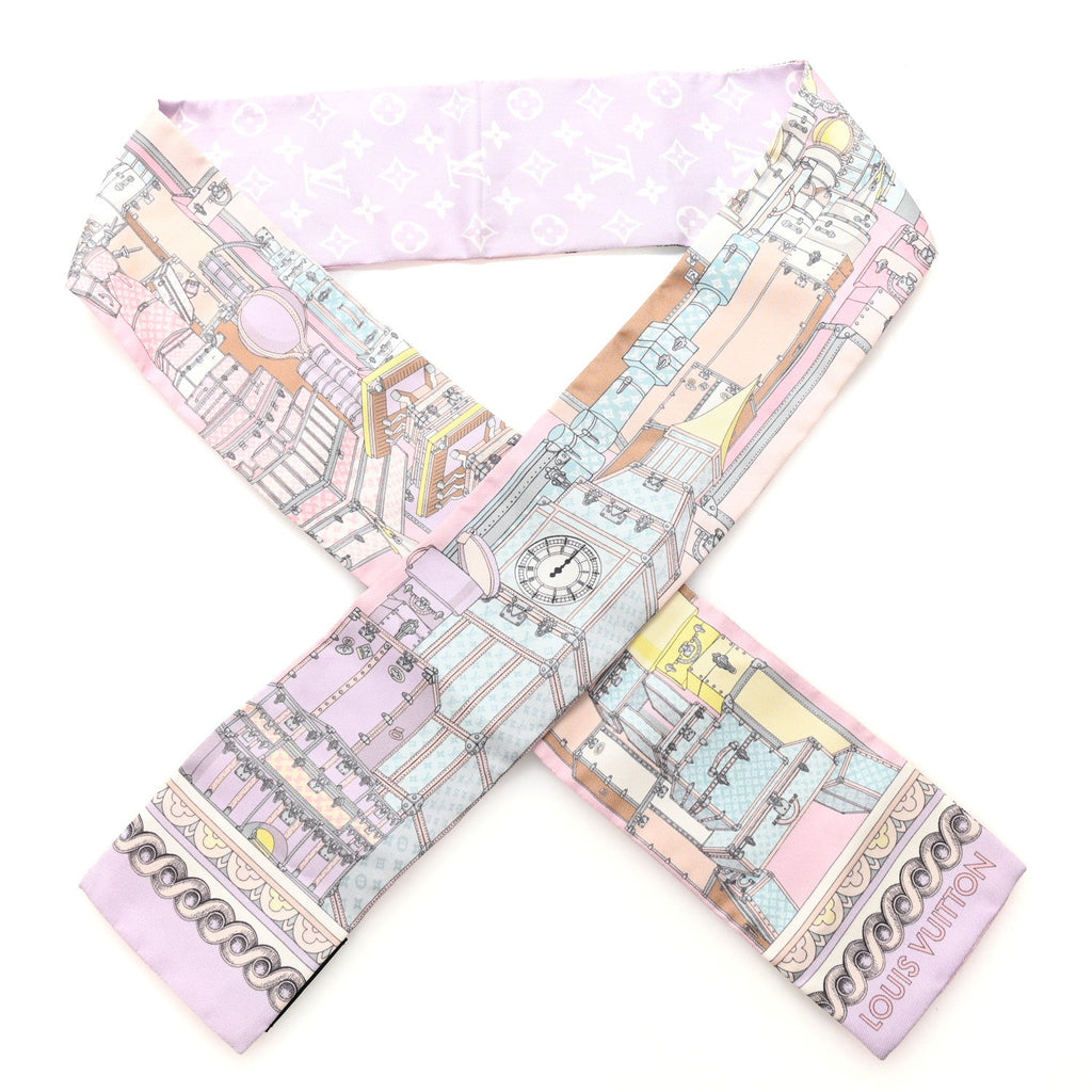 Louis Vuitton Silk Monogram Around The World Bandeau Mauve