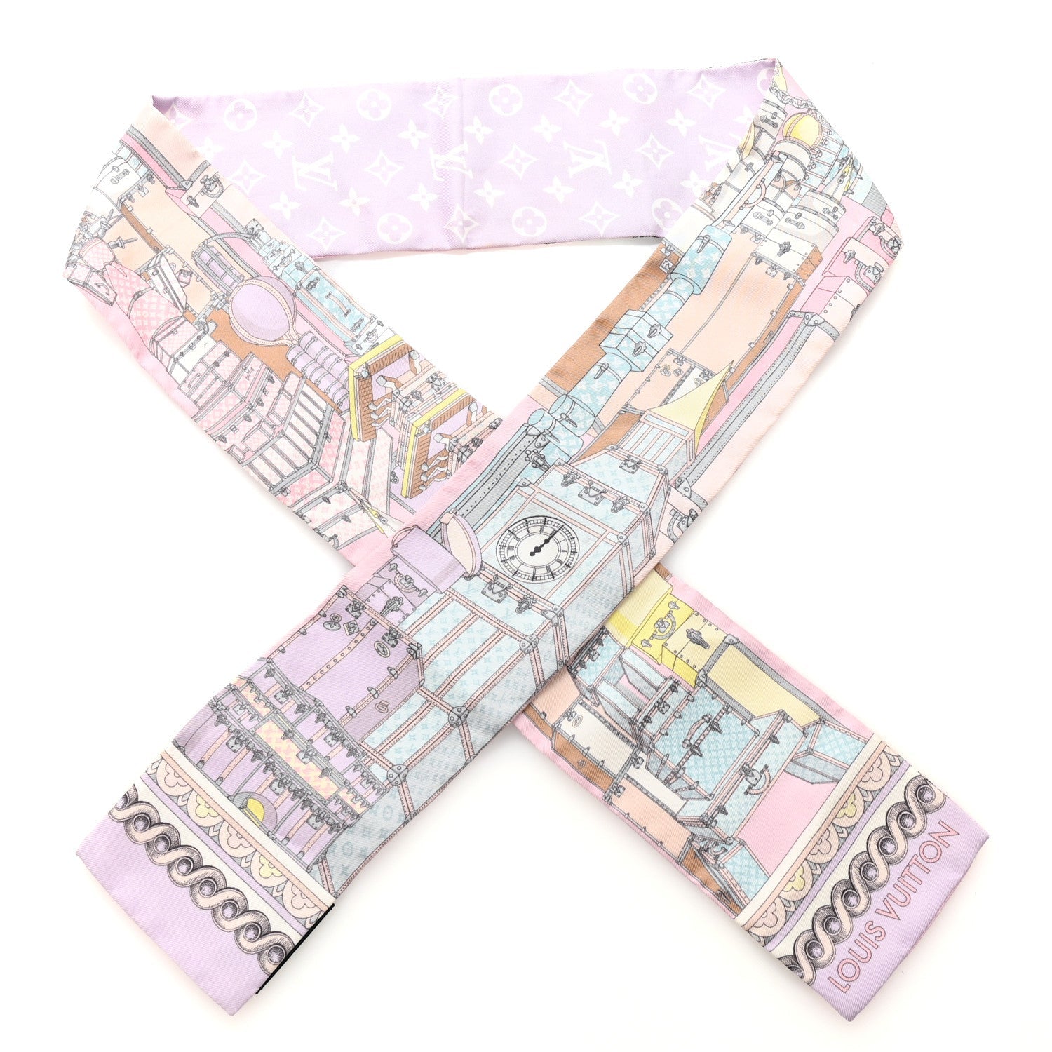 Louis Vuitton Silk Monogram Around The World Bandeau Mauve