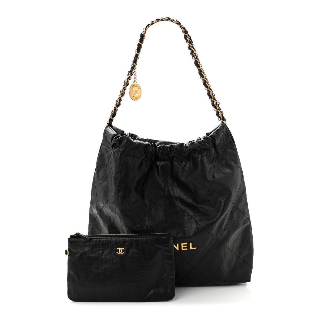 Chanel Crumpled Calfskin Quilted Chanel 22 Black