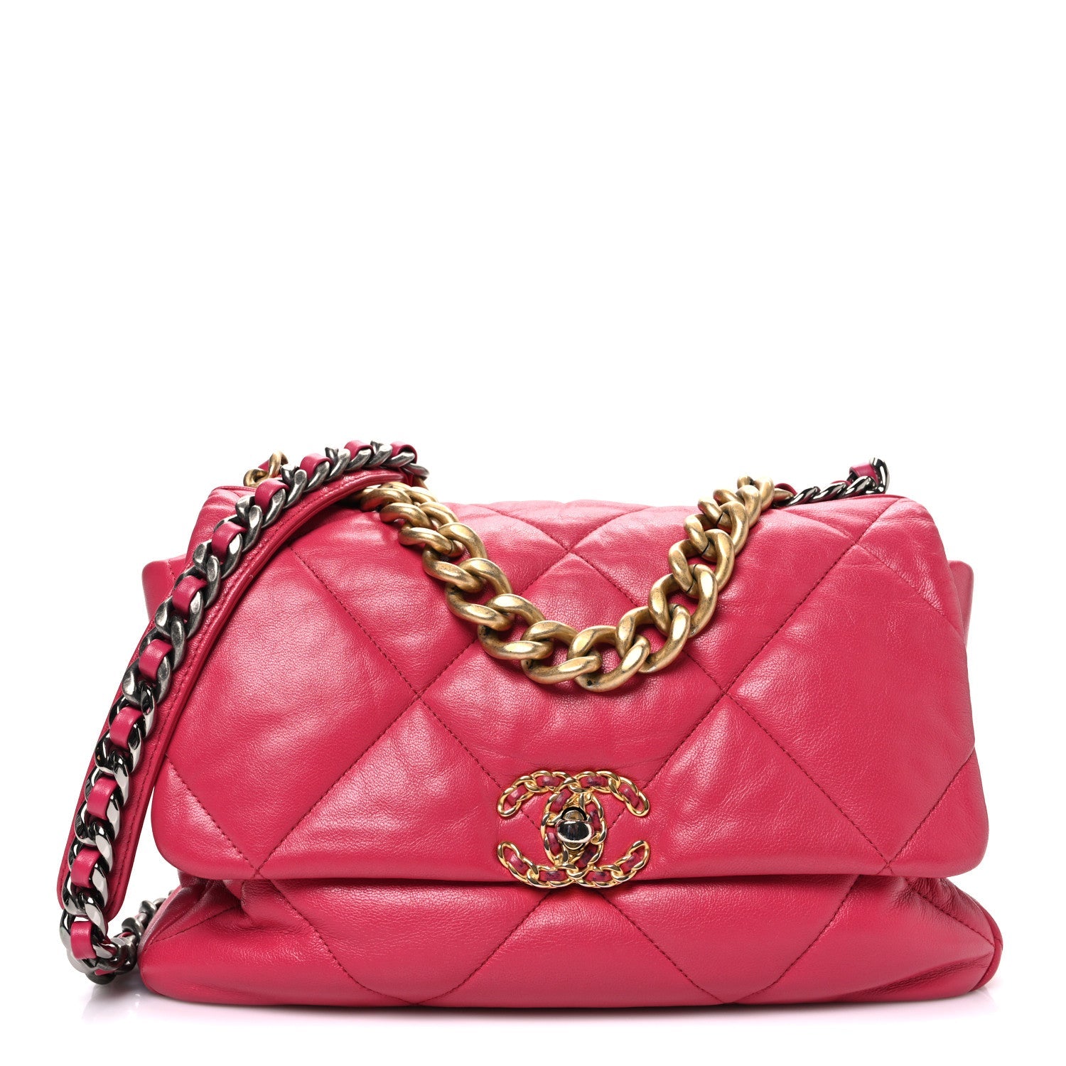 Chanel Goatskin Quilted Large Chanel 19 Flap Pink