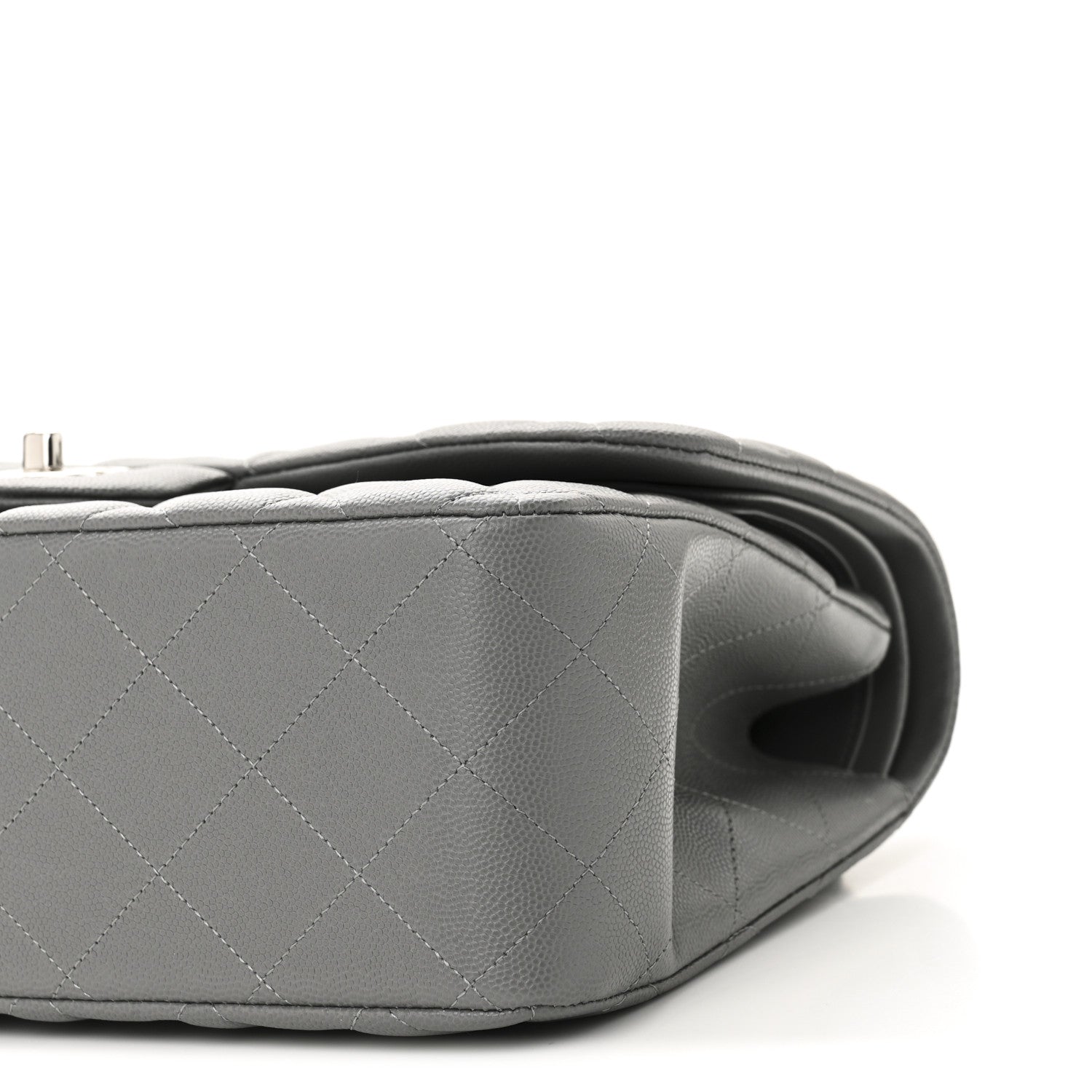 Chanel Caviar Quilted Jumbo Double Flap Grey