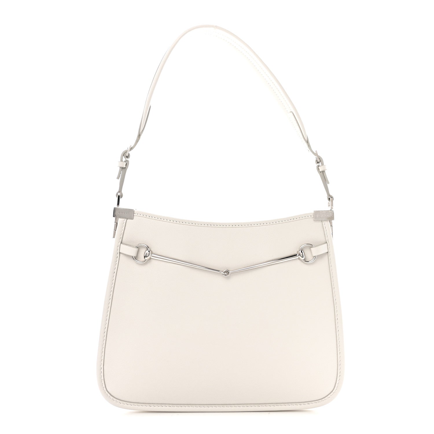 Gucci Calfskin Horsebit Slim Shoulder Bag White