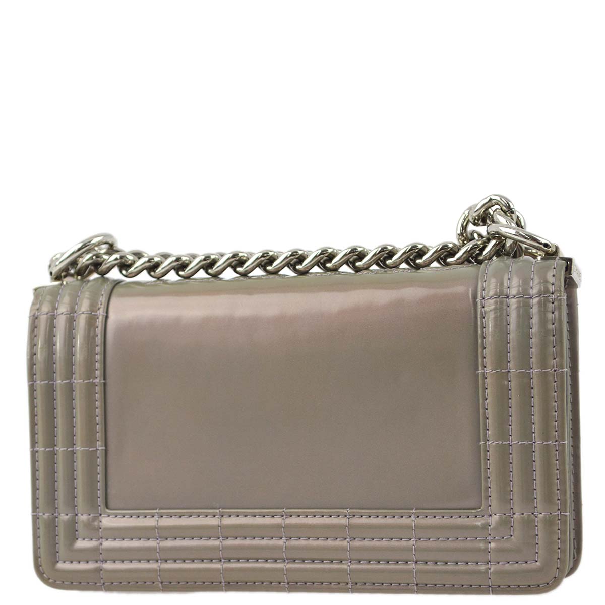 Boy Chanel 2012 Gray Patent Leather Double Chain Shoulder Bag