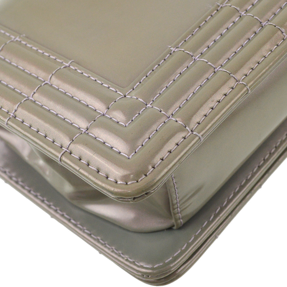Boy Chanel 2012 Gray Patent Leather Double Chain Shoulder Bag