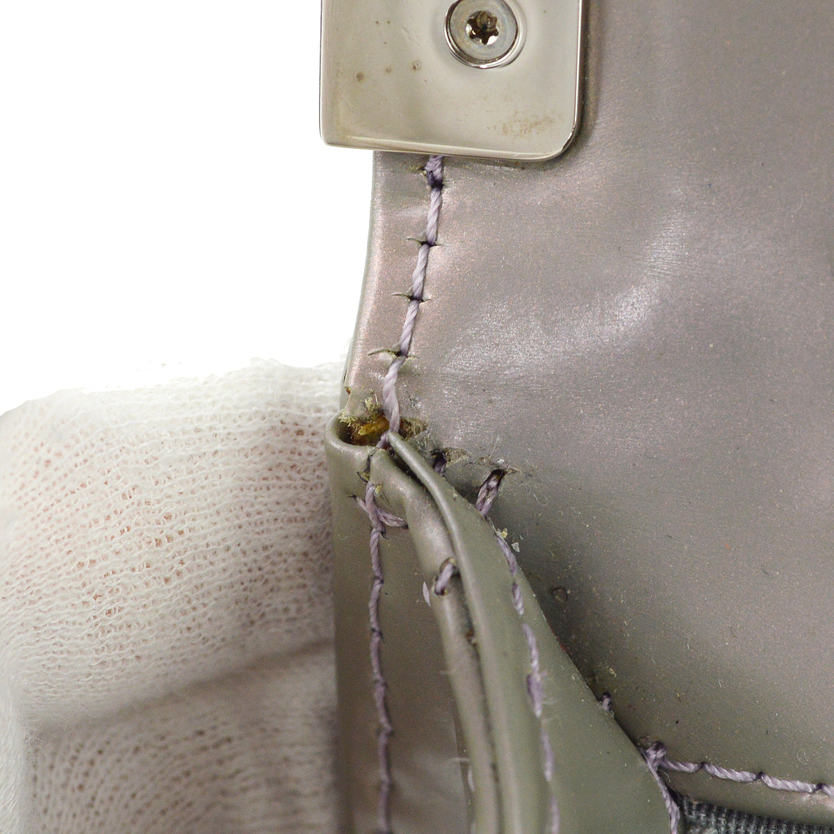 Boy Chanel 2012 Gray Patent Leather Double Chain Shoulder Bag
