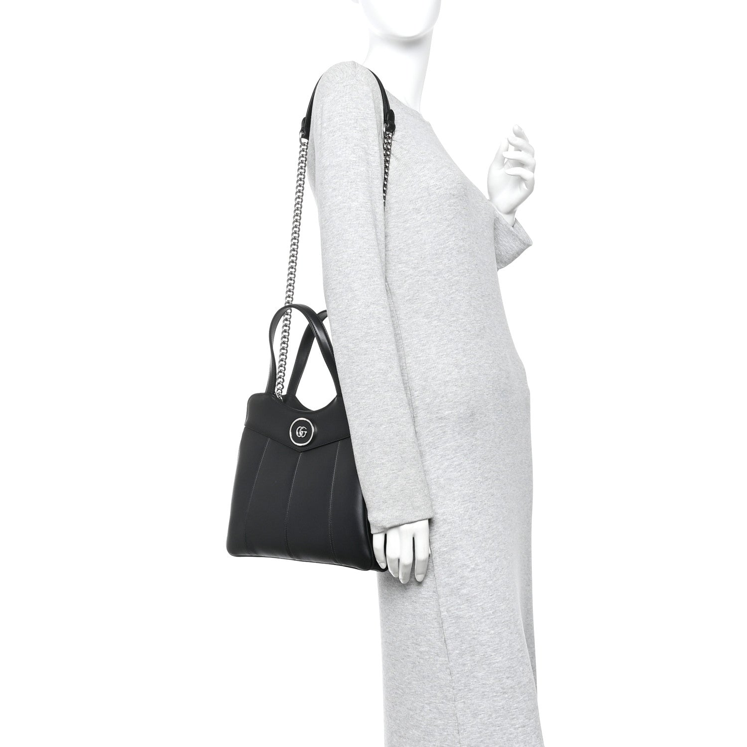 Gucci Calfskin Petite GG Small Tote Bag Black