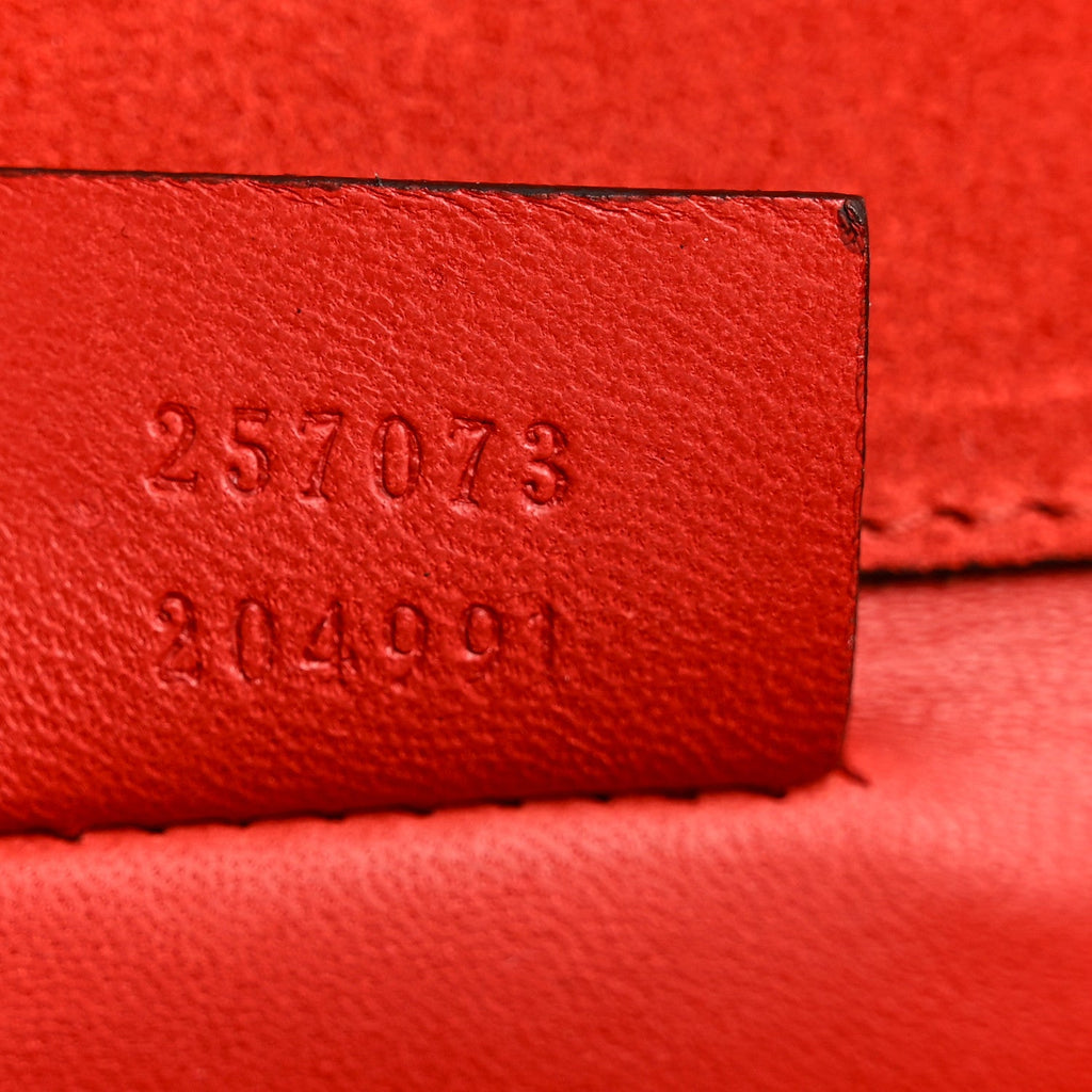 Gucci Patent Microguccissima Small Broadway Clutch Red