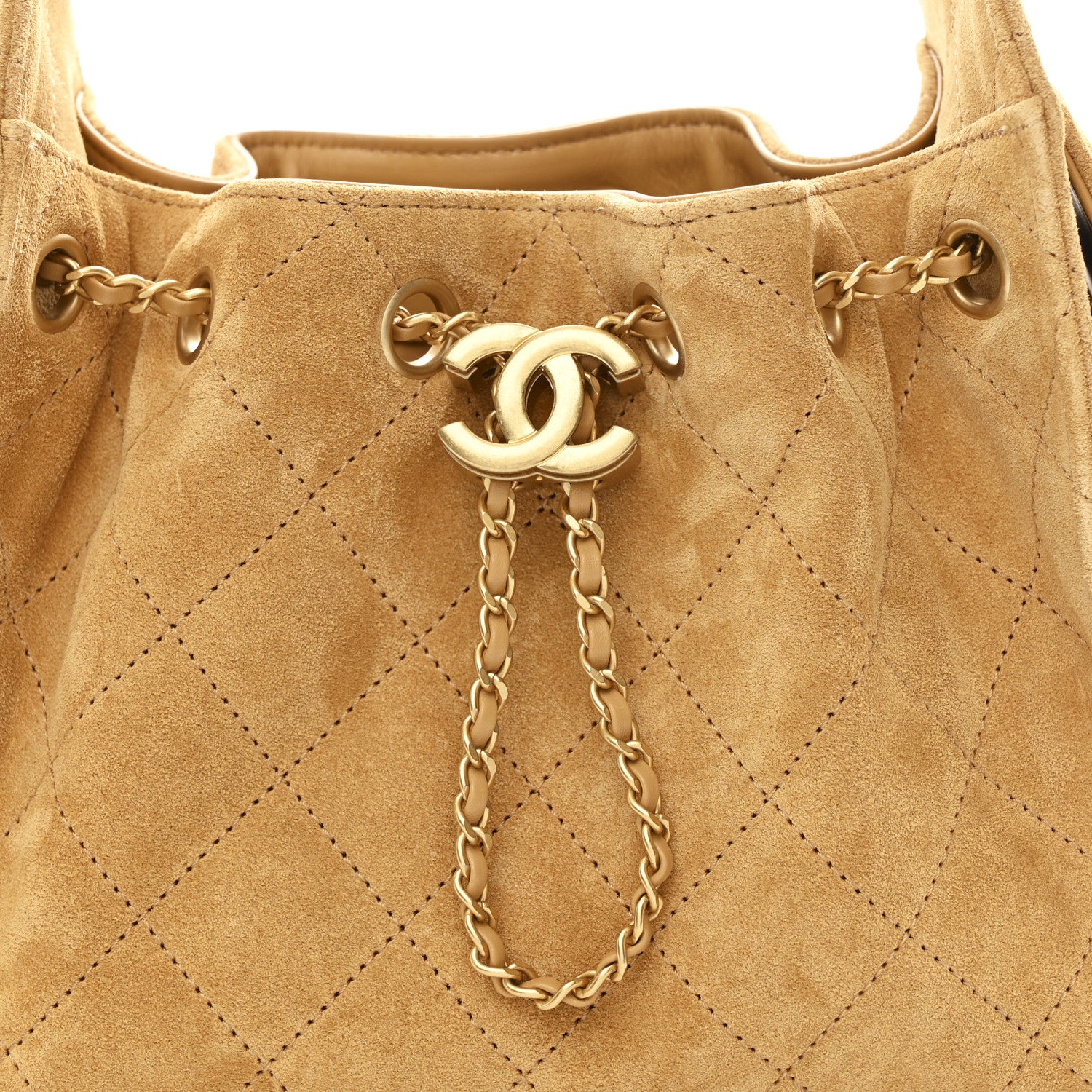 Chanel Suede Quilted Mini Chanel 25 Handbag Beige