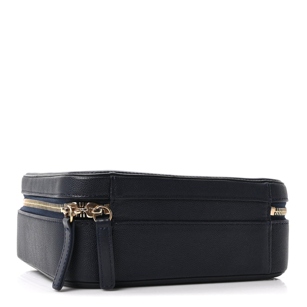 Chanel Caviar Quilted Medium CC Filigree Vanity Case Navy