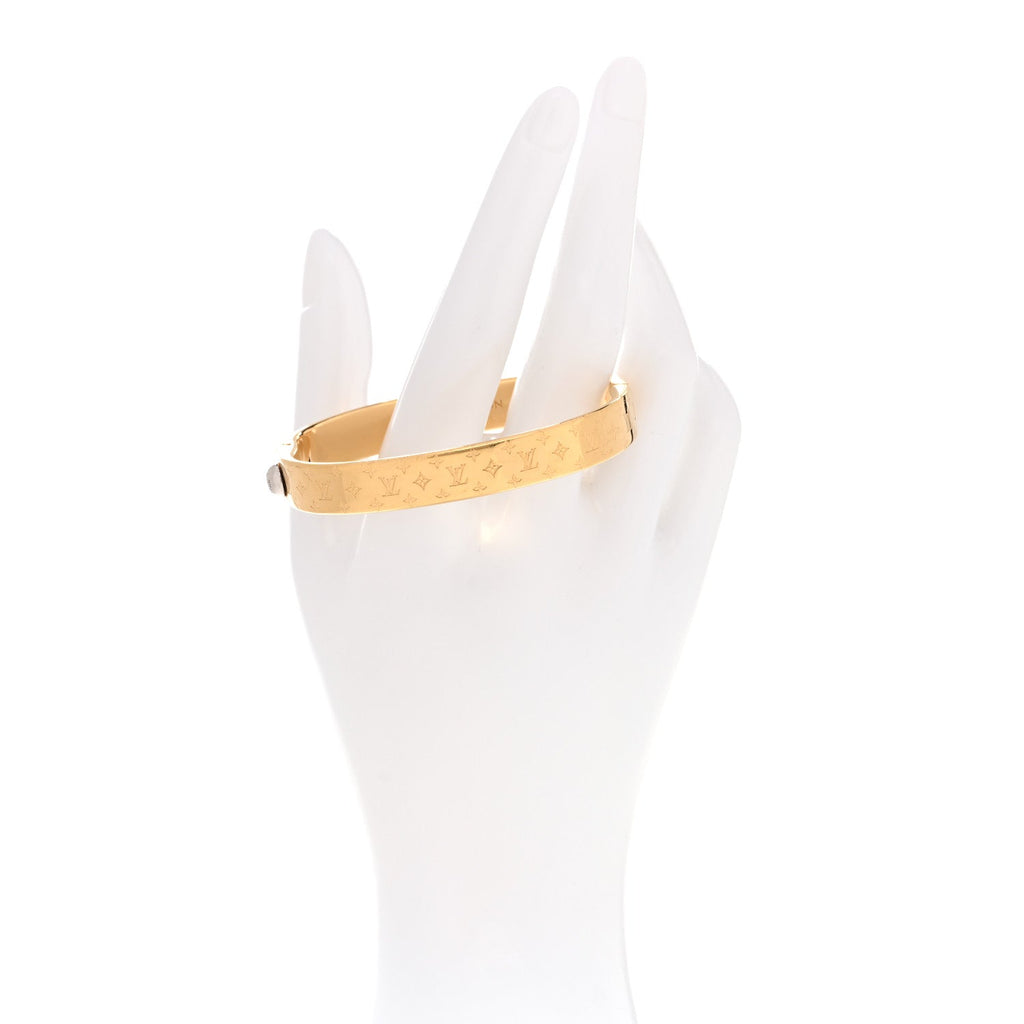 Louis Vuitton Brass Monogram Nanogram Cuff M Gold