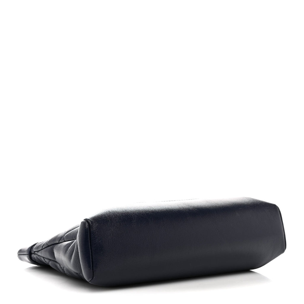 Chanel Shiny Crumpled Calfskin Quilted Mini 31 Shopping Bag Navy Blue