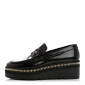 Chanel Shiny Calfskin Platform Loafers 37 Black