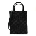 Gucci Denim Cuoio Harness GG Monogram Mini Ophidia Tote Bag Black Medium Grey