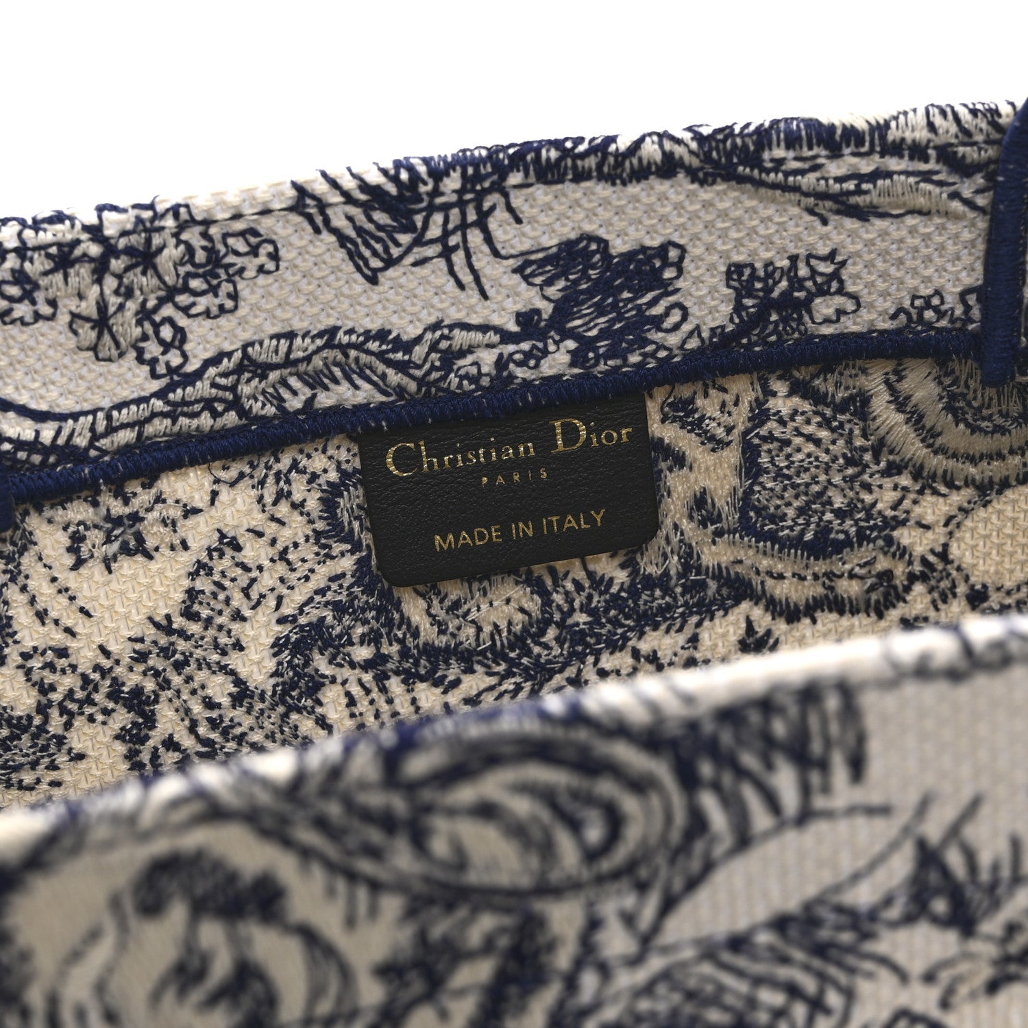 Christian Dior Canvas Embroidered Medium Dioriviera Toile De Jouy Book Tote Blue