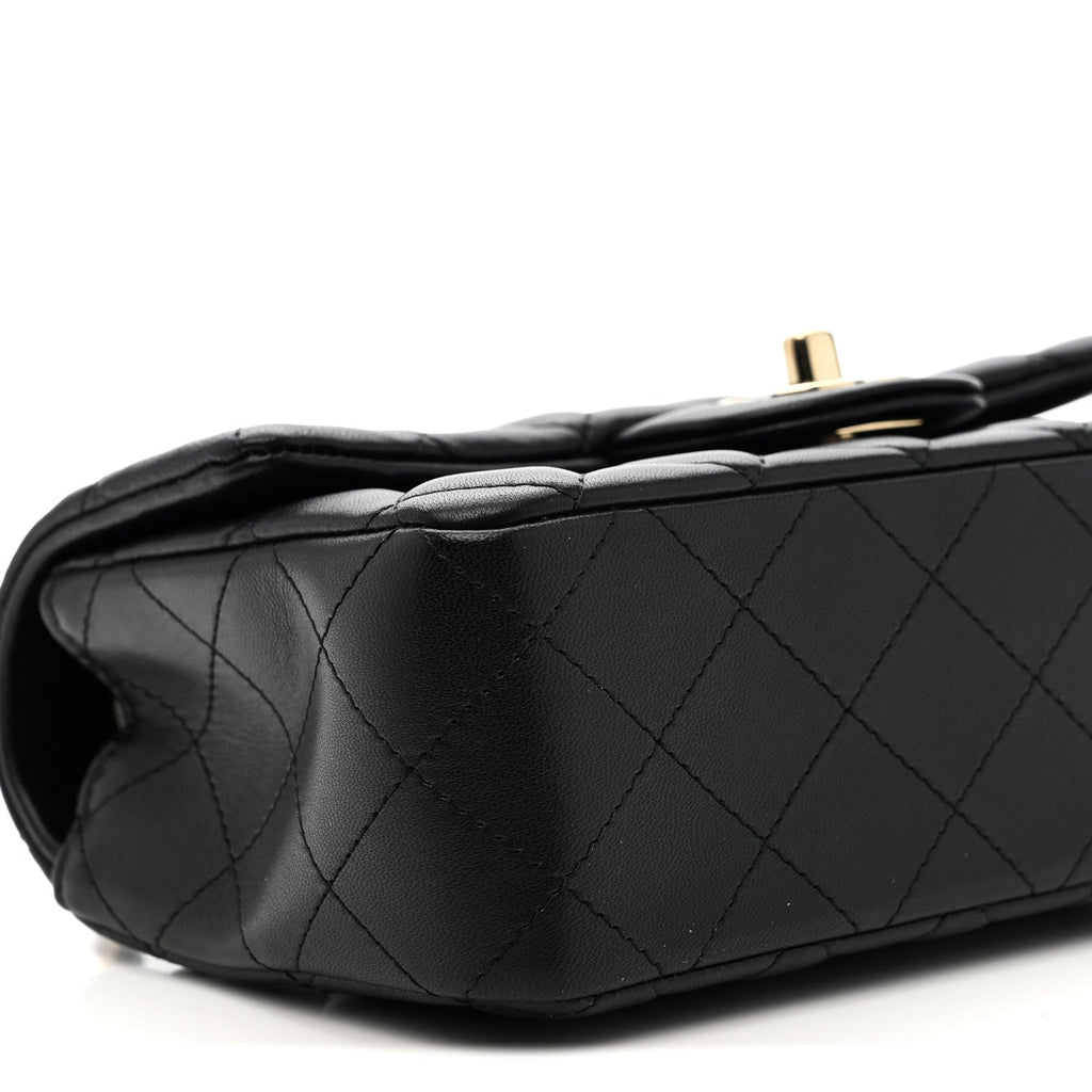 Chanel Lambskin Quilted Mini Rectangular Flap Black