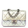 Chanel Gradient Metallic Calfskin Quilted Clutch Silver Blue Yellow Purple
