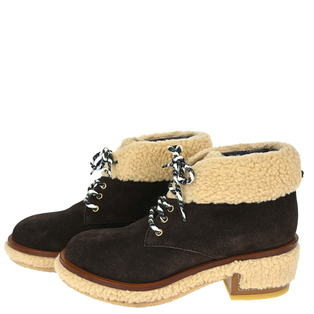 Chanel * Short Boots Brown Shoes #36