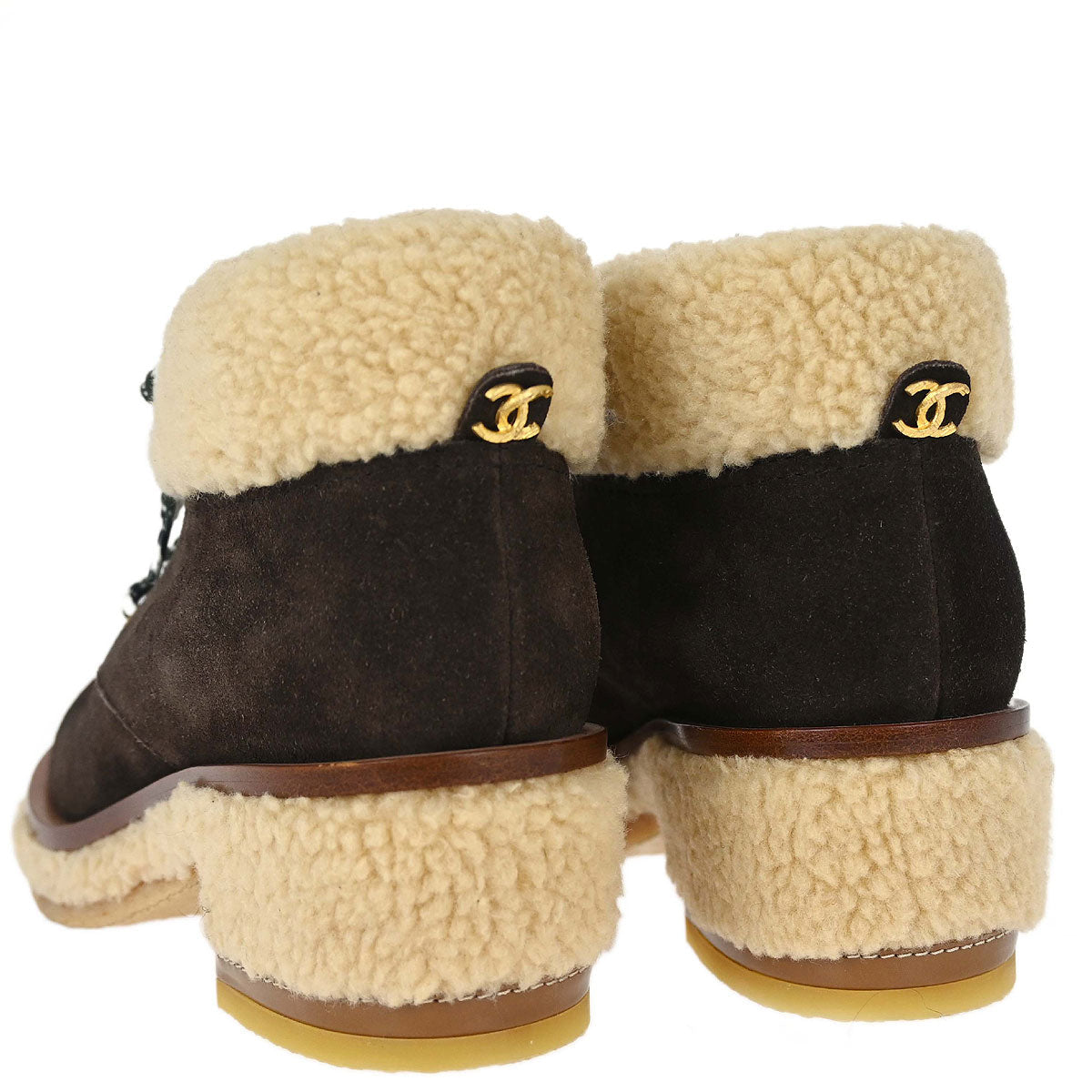 Chanel * Short Boots Brown Shoes #36