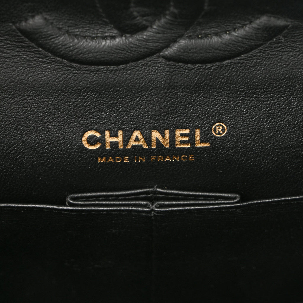 Chanel Lambskin Chevron Quilted Medium Double Flap Black