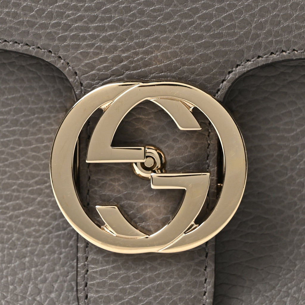 Gucci Dollar Calfskin Medium Interlocking G Top Handle Shoulder Bag Loess