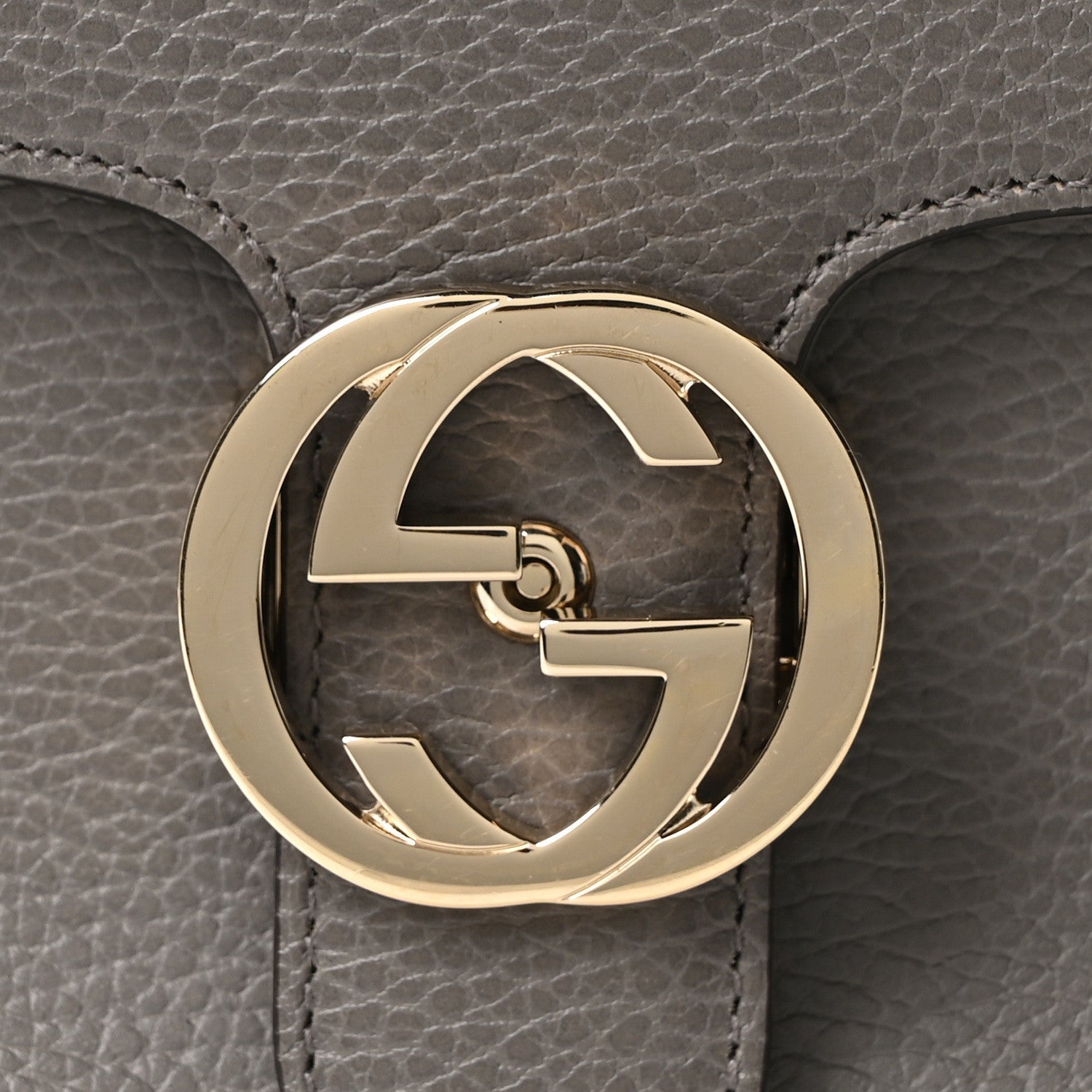 Gucci Dollar Calfskin Medium Interlocking G Top Handle Shoulder Bag Loess