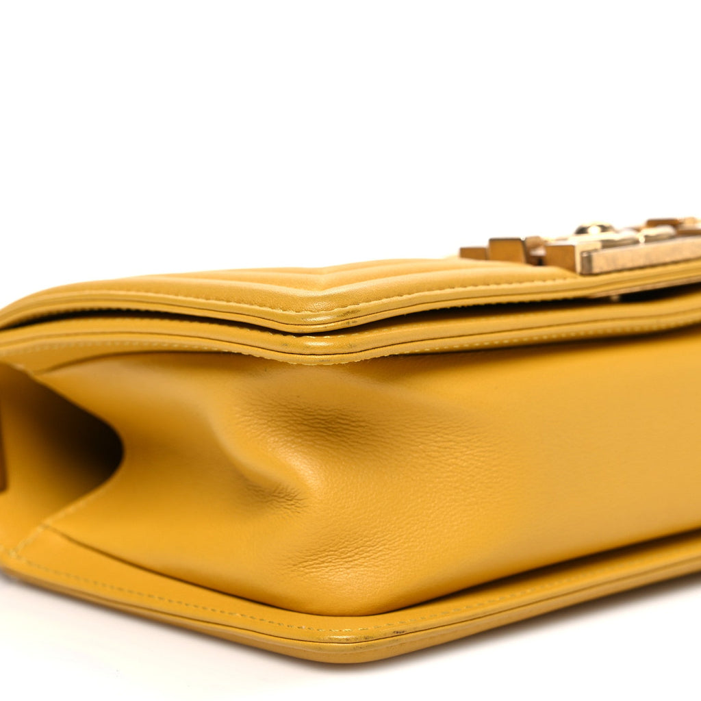 Chanel Lambskin Quilted Small Boy Flap Yellow
