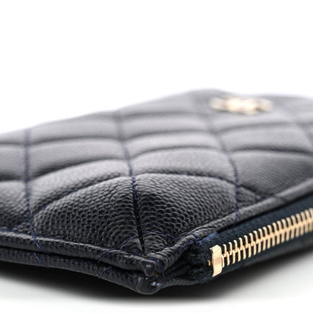 Caviar Quilted Classic Flat Wallet Pouch Navy