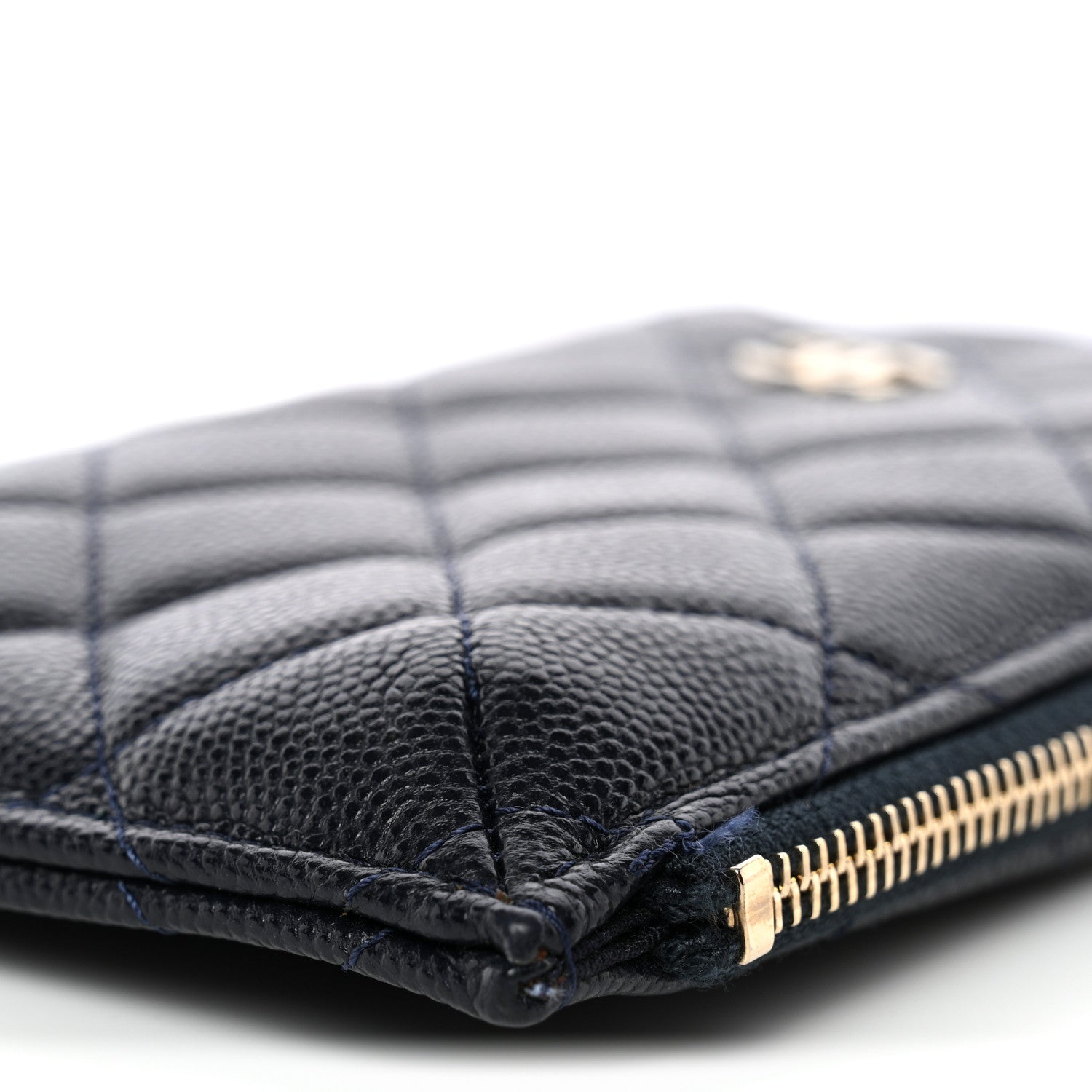 Caviar Quilted Classic Flat Wallet Pouch Navy
