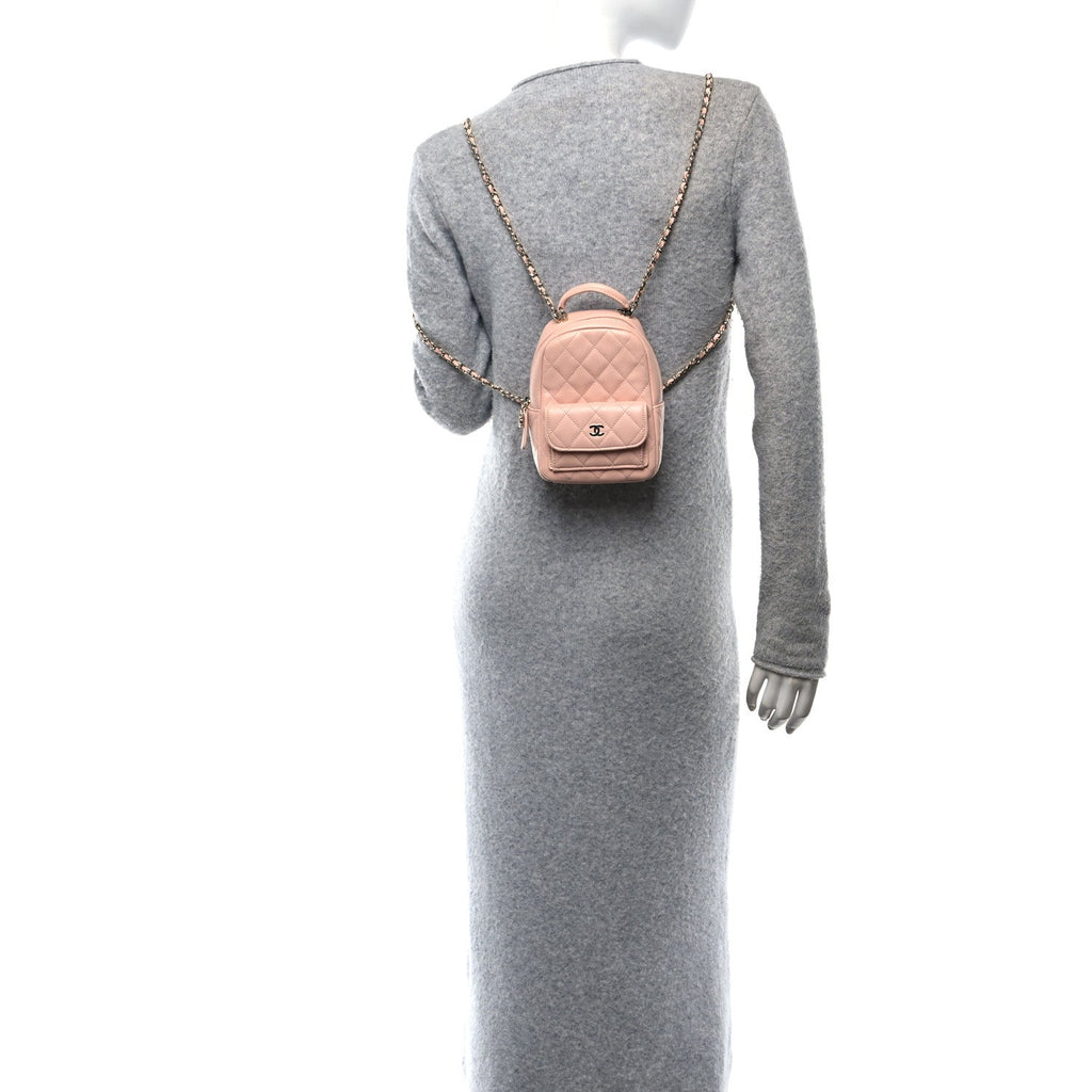 Chanel Caviar Quilted CC Mini Classic Backpack Light Pink
