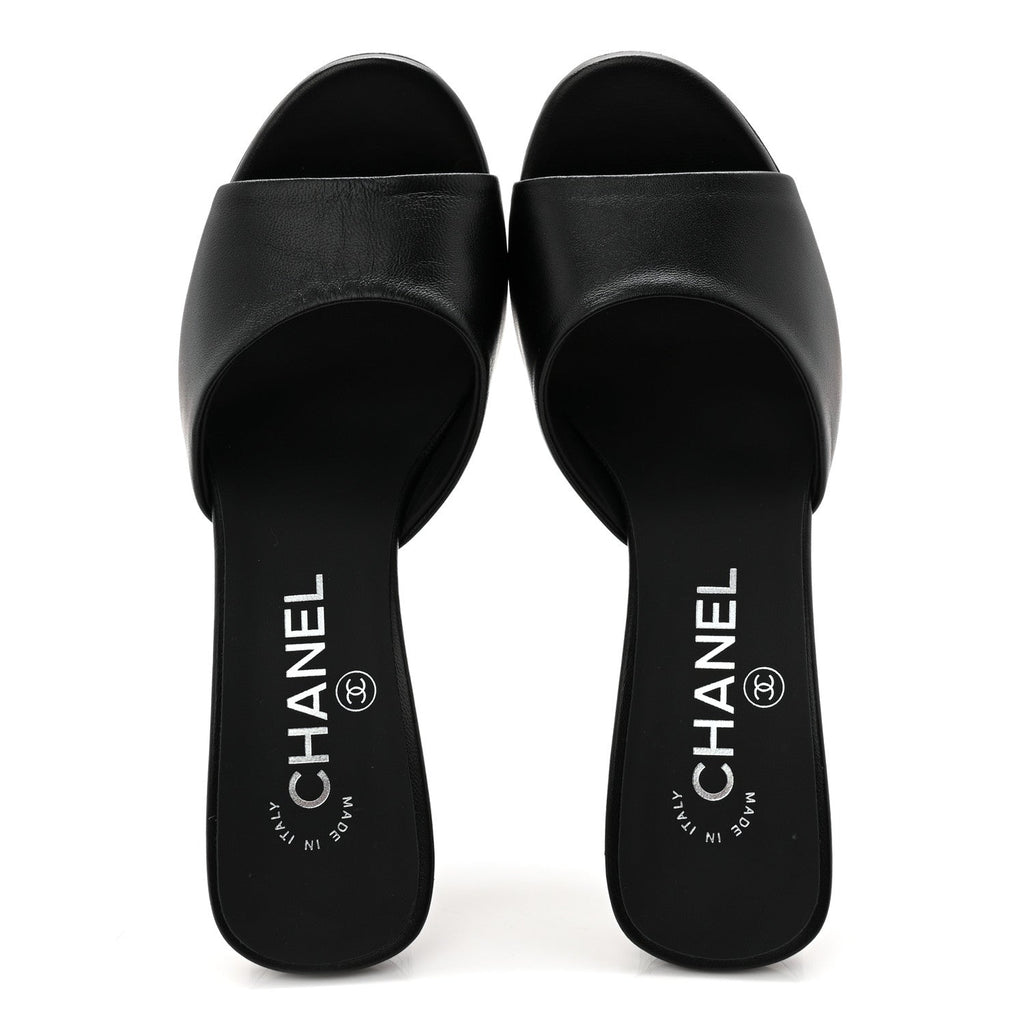 Lambskin Mirror Mules 35.5 Black