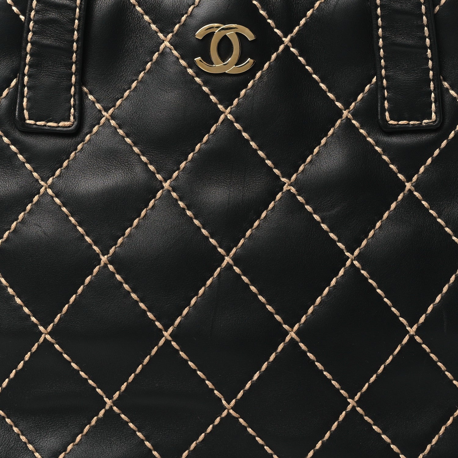 Chanel Calfskin Stitch Small Surpique Tote Black