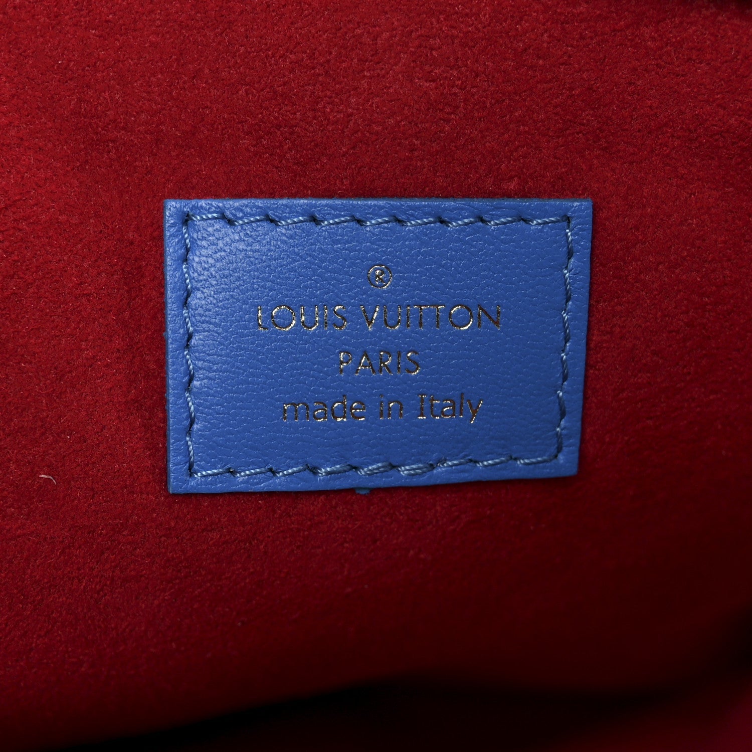 Louis Vuitton Lambskin Embossed Monogram Vuittamins Coussin PM Blue Red