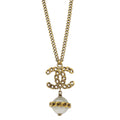 Chanel Charm CC Gold Chain Necklace Costume Pearl B16B