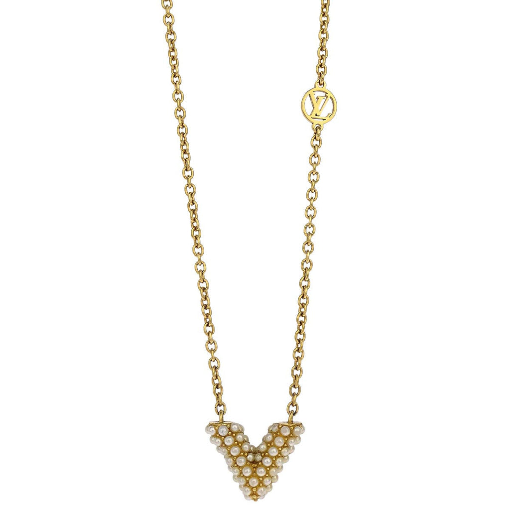 Louis Vuitton Gold Collier Essential V Perle Necklace M68358 VA0179